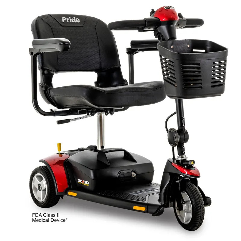 Pride Go-Go Traveller 3-Wheel mobility scooter in Red